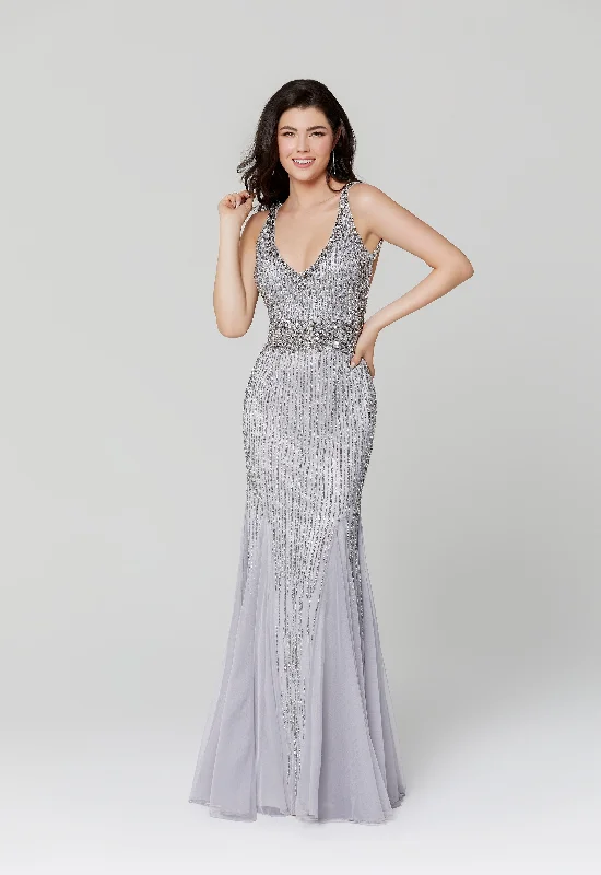 Primavera Couture 3474 Platinum prom dress size 8 sequin mermaid prom dress Pageant Gown Sequin Dress Chic