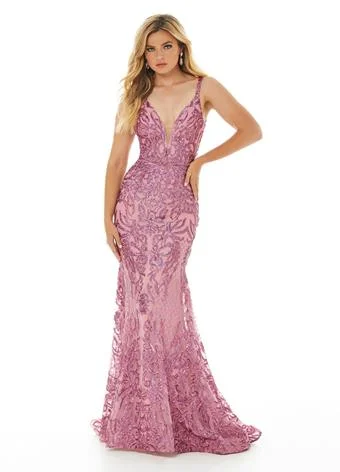 Ashley Lauren 11015 size 10 Rose Sequin Prom Dress Mermaid Shimmer Sequin Dress