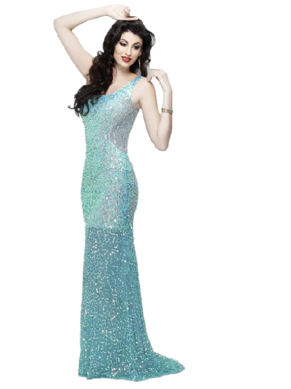 Primavera Couture 9988 Size 2 Long Fitted Sequin One Shoulder Formal Dress Pageant Modern Sequin Dress