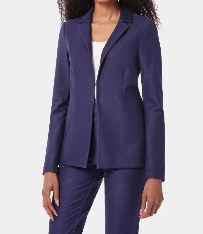 The Bellatrix Blazer In Medium Blue Wash Slim Fit Blazer Jacket