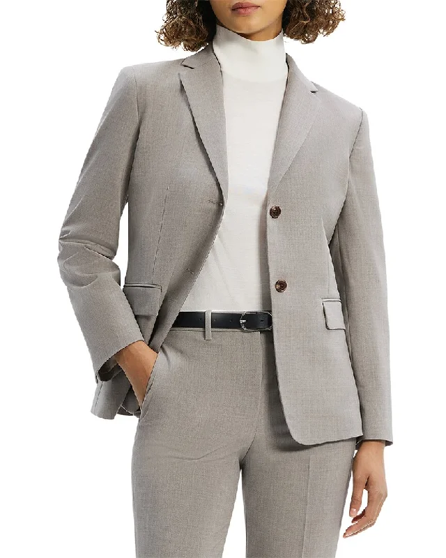 Theory Slim Wool-Blend Blazer Blazer with Shoulder Pads