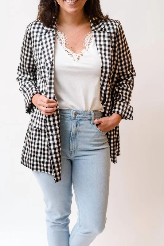 Owen Blazer In Black Gingham Fitted Women’s Blazer