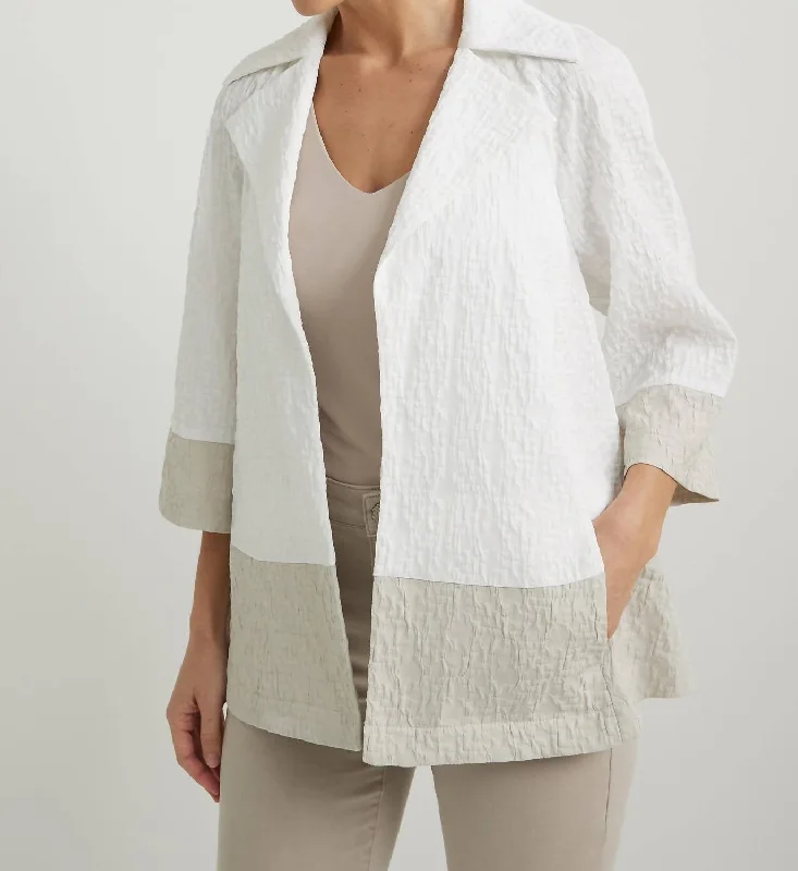 Crinkle Two Tone Blazer In Vanilla/moonstone Zipper Blazer for Women