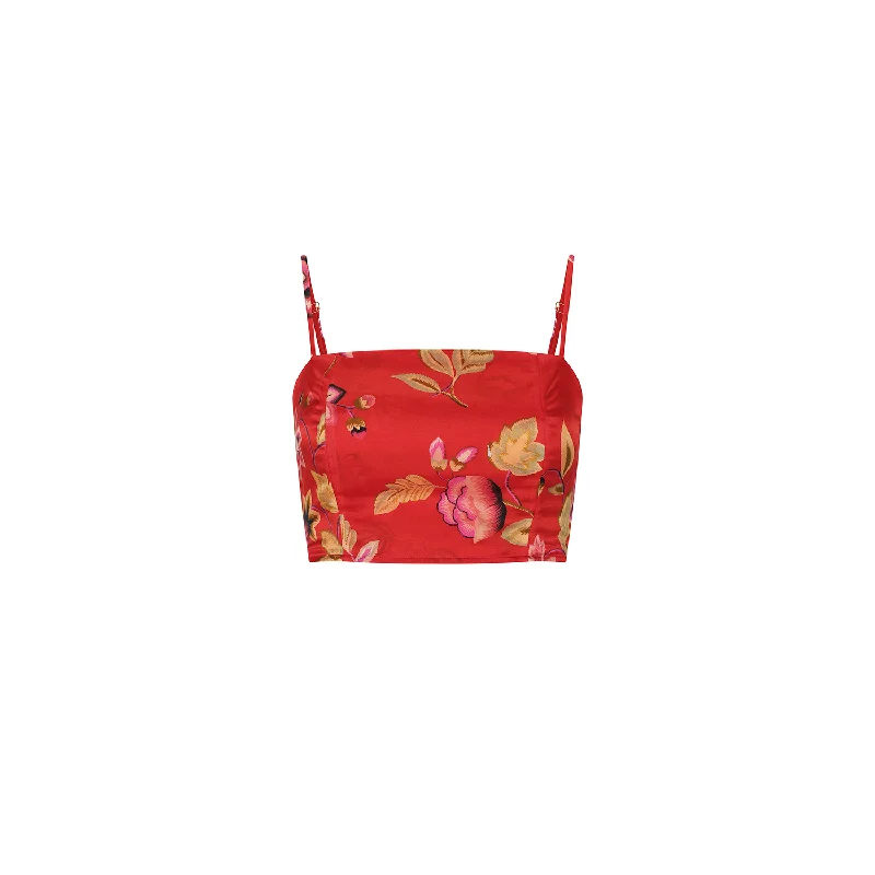 BUSTIER TOP COTTON SILK POMEGRANATE 438