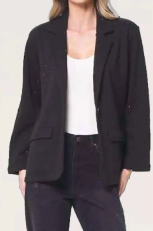 Fleece Blazer W/ Stones In Black Blazer Dress for Women