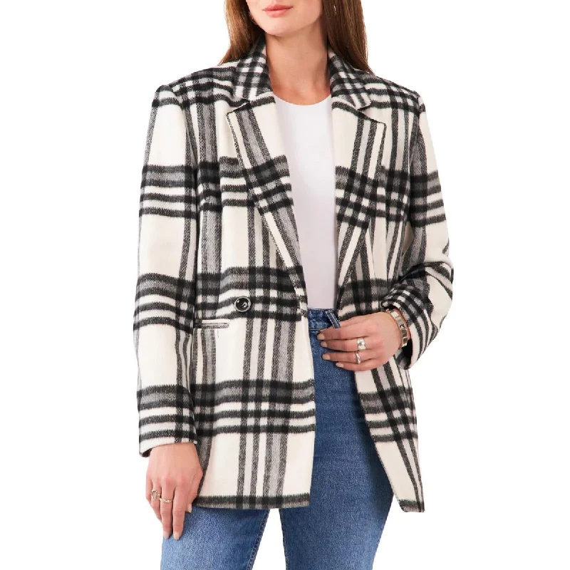 Womens Plaid Notch Collar Double-Breasted Blazer Workwear Women’s Blazer