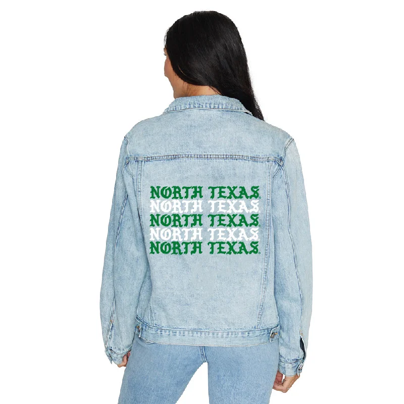 Women's cheap jacketsNorth Texas Mean Green Gothic Denim Jacket Women's cheap jackets