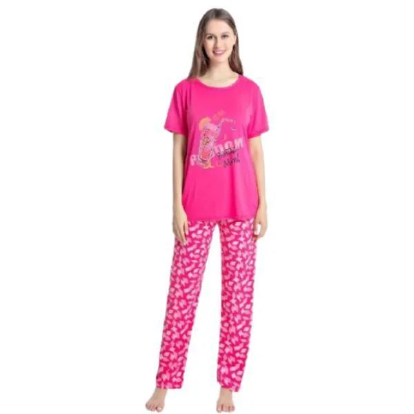 H&M pajama setsNight Dress Printed T-shirts With Printed Trouser for Woman H&M pajama sets