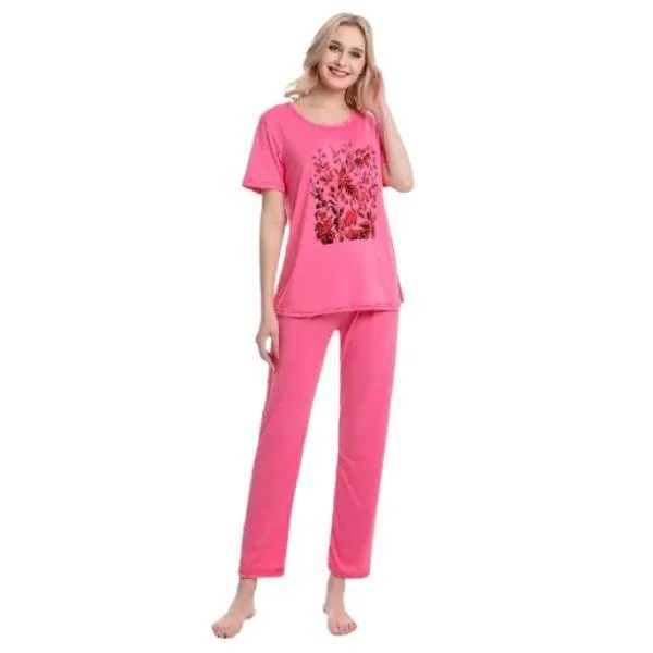 Travel pajama sets2pc Printed T-shirts With Printed Trouser Night Suit for Woman Travel pajama sets