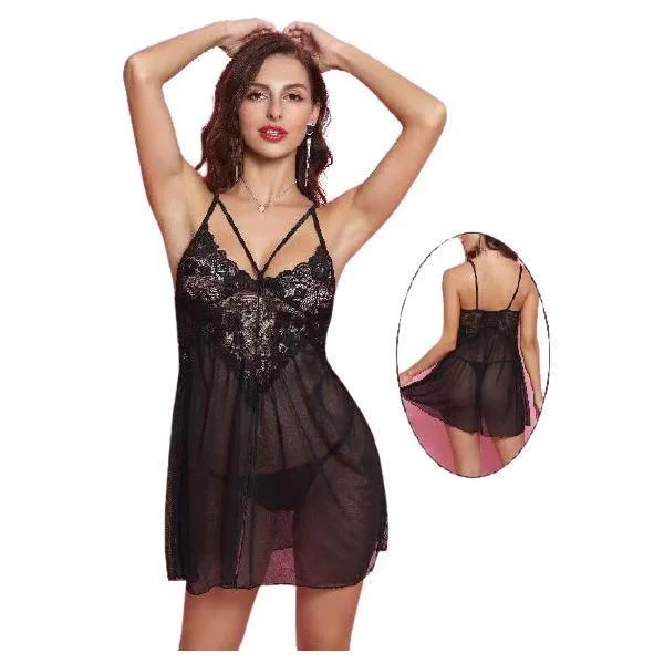 Best-value pajama setsBlack Net Nighty Dress Short Transparent Nighty  Net Night Dress for Women Best-value pajama sets