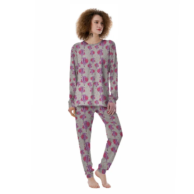 Affordable pajama setsHot Air Balloon Floral Print Pattern Women's Pajamas Affordable pajama sets