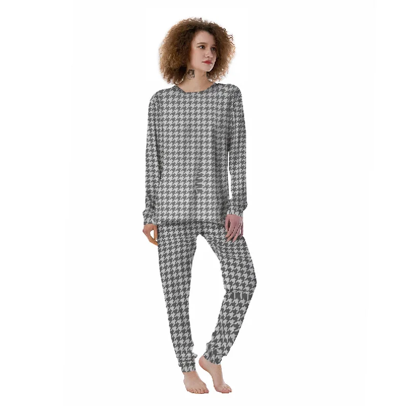 Softest pajama setsHoundstooth Grey Print Pattern Women's Pajamas Softest pajama sets