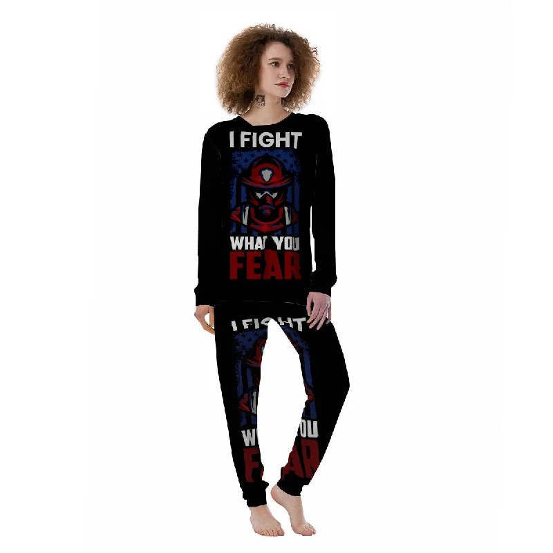 Bamboo pajama setsI Fight What You Fear Firefighter Print Women's Pajamas Bamboo pajama sets