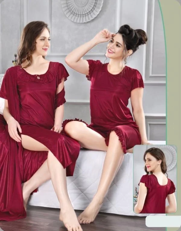 Spring pajama setsIndian Bridal 4Pc Stylish Gown Nighty Set Spring pajama sets