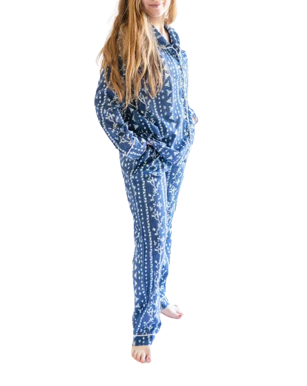 H&M pajama setsMyra Indigo Print Women's Nightwear Long Sleeve Shirt & Pajama Set H&M pajama sets