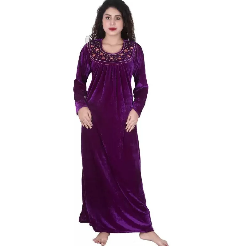 Kids' pajama setsWarm Winter Nightgown Luxury Nightwear Women's Velvet Purple Nighty Kids' pajama sets