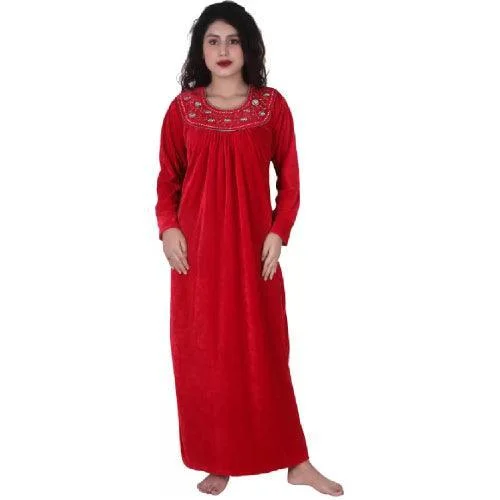 Maternity pajama setsWarm Winter Nightgown Luxury Nightwear Women's Velvet Red Nighty Maternity pajama sets