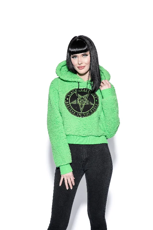 Cropped sweatersBelieve In Yourself - Green Women's Sherpa Hoodie Cropped sweaters