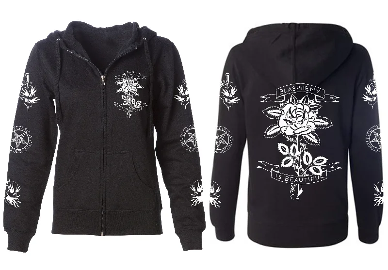 Edgy sweatersBlasphemy Is Beautiful - Women's Zip Up Edgy sweaters