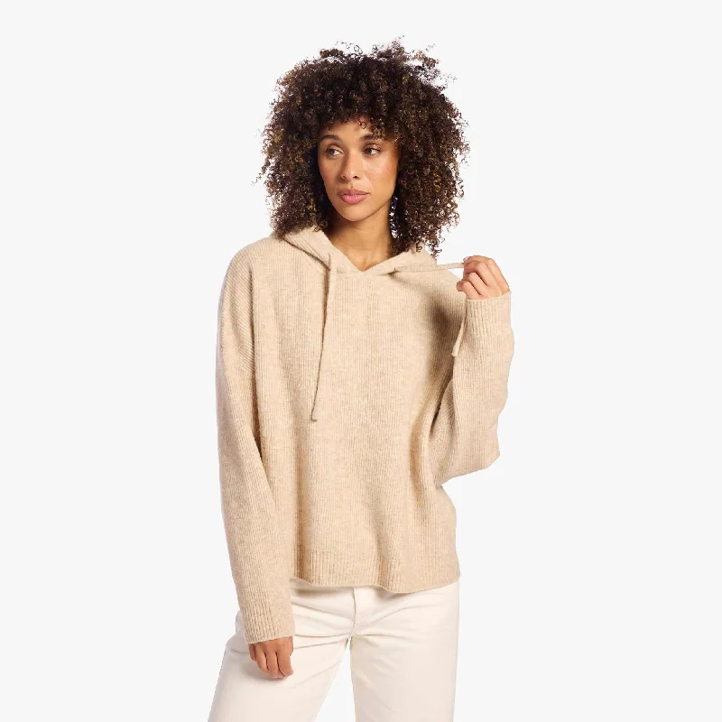 Elegant sweatersCozy Knit Ribbed Sweater Hoodie | Heather Oat Elegant sweaters