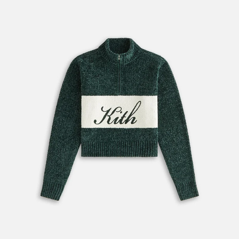 Travel-friendly sweatersKith Women Hunter II Chenille Script Quarter Zip - Stadium Travel-friendly sweaters