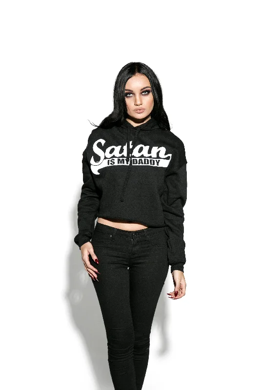 Boho-style sweatersSatan Is My Daddy - Women's Cropped Hoodie Boho-style sweaters