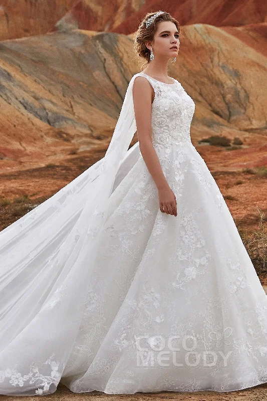 Lace wedding dressesA-Line Cathedral Train Lace Wedding Dress LD5766 Floral Lace Wedding