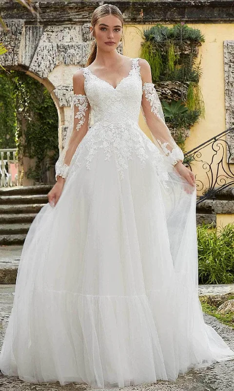 Wedding dresses under $1000Mori Lee Bridal 6978 - Detachable Long Sleeved Bridal Gown Elegant A-line Gown