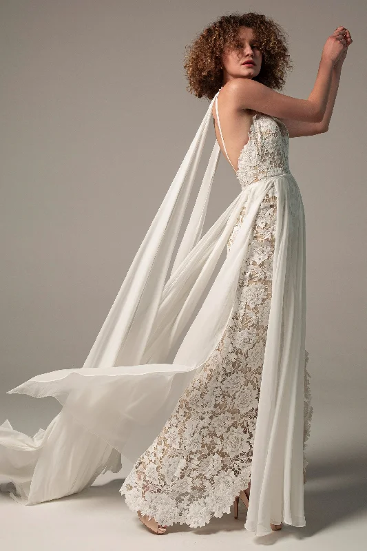 Courthouse wedding dressesSheath Sweep-Brush Train Chiffon Lace Wedding Dress CW2226 Full Skirt Wedding