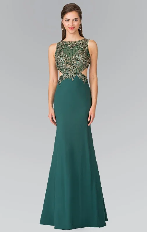 Strapless maxi dressesElizabeth K - GL2324 Jewel Long Dress with Side Cut Outs Sleeveless maxi dresses