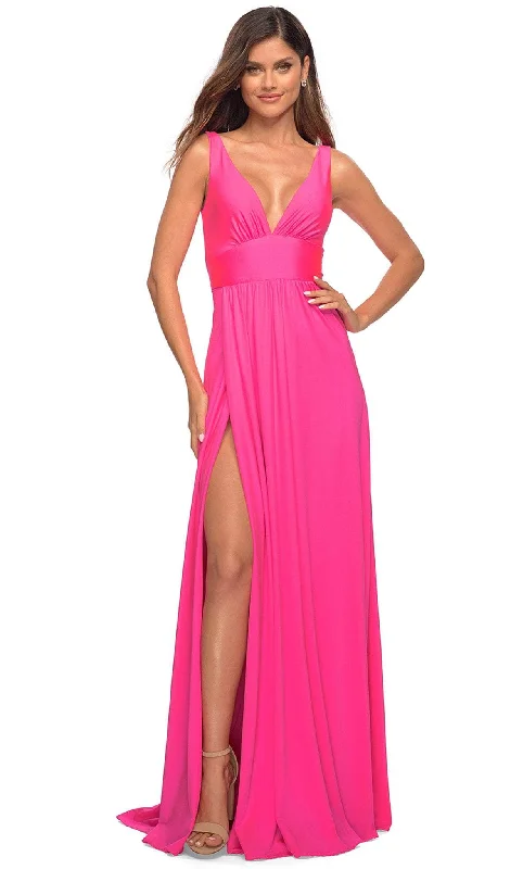 High-end party dressesLa Femme 30669 - Sleeveless High Slit Evening Gown Expensive party dresses