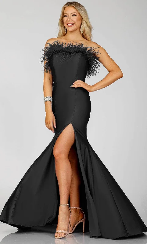 Bodycon party dressesTerani Couture 231P0067 - Feather Detailed Strapless Prom Gown Flowy party dresses