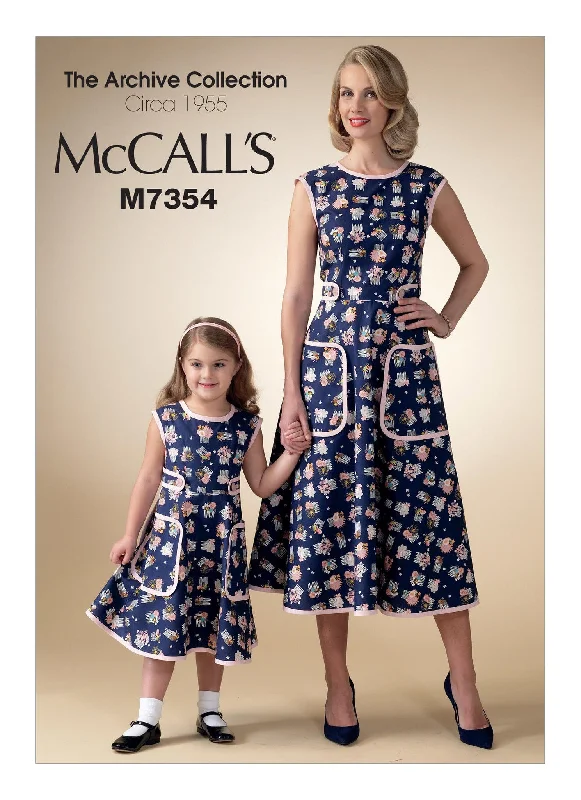 Vintage floral dressesMcCall's Pattern M7354 Vintage 1950s Back-Wrap Dresses (Child / Adult) Vintage floral dresses