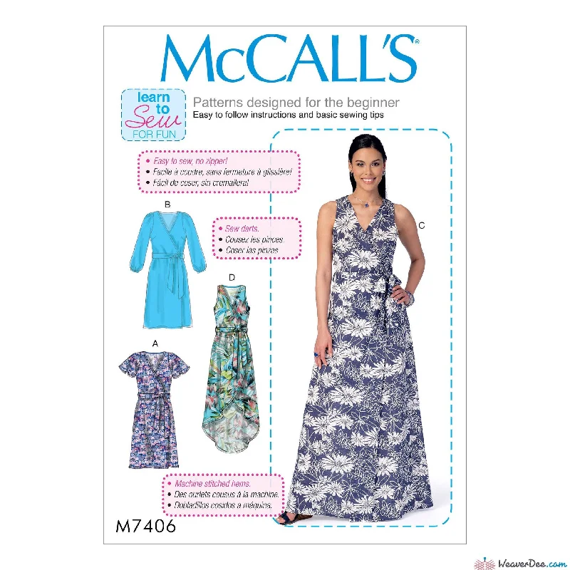 Minimalist floral dressesMcCall's Pattern M7406 Misses' Wrap Dresses & Belt Minimalist floral dresses