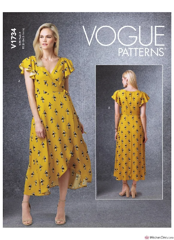 Outdoor floral dressesVogue Pattern V1734 Misses' Wrap Dresses with Ties, Sleeve & Length Variations Outdoor floral dresses