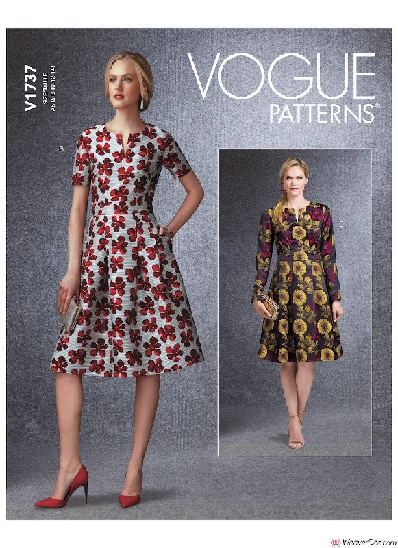 Ruffled floral dressesVogue Pattern V1737 Misses' Fit-And-Flare Dresses with Waistband & Pockets Ruffled floral dresses