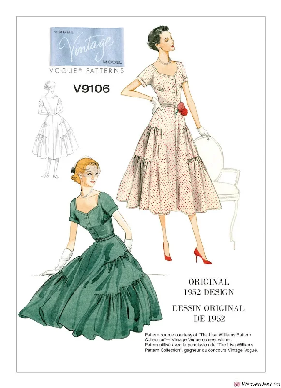 Date night floral dressesVogue Pattern V9106 Misses' Tiered & Ruffled Dress & Belt - Vintage 1950s Date night floral dresses