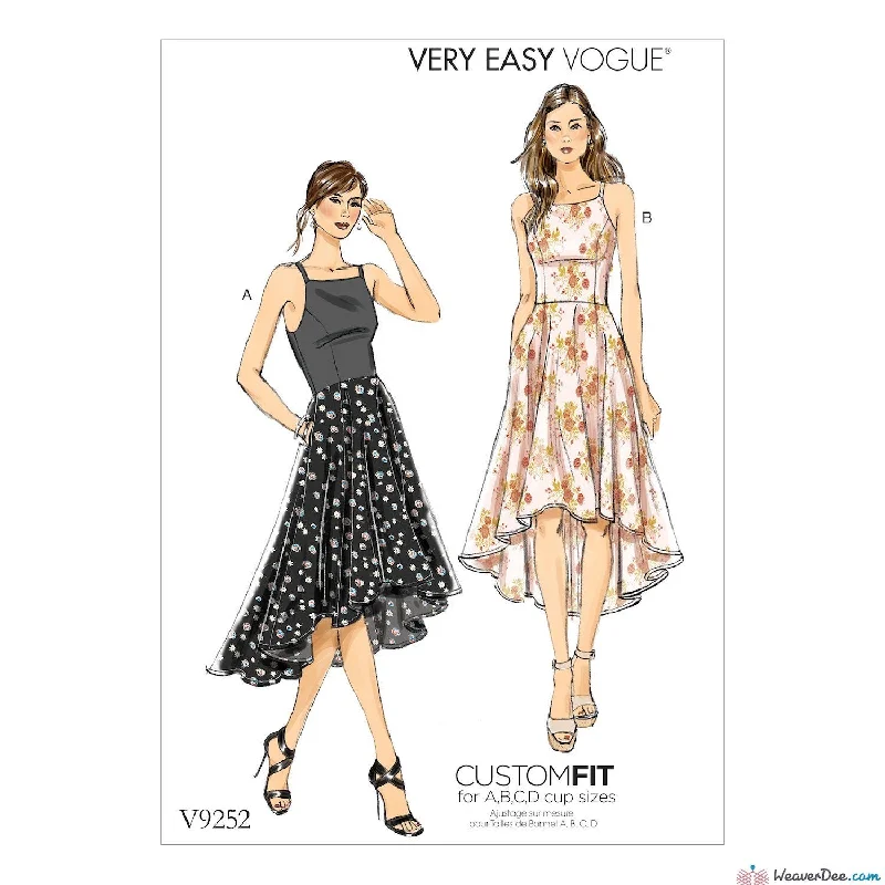 Chic floral dressesVogue Pattern V9252 Misses' Princess Seam High-Low Dresses With Pockets Chic floral dresses