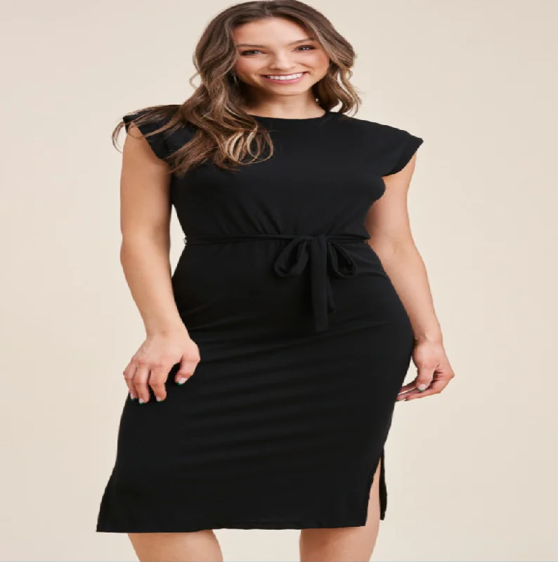 Color block unclassified dressesBlack Cap Sleeve Dress Color block unclassified dresses