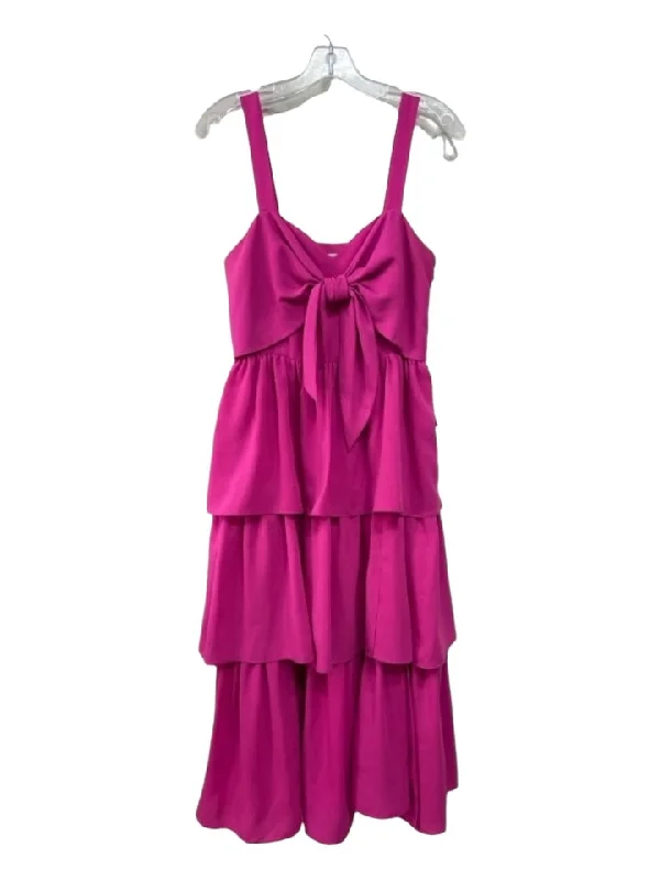 Backless unclassified dressesCrosby Size S Pink Sleeveless Tie Front Side Zip Tiered Dress Backless unclassified dresses