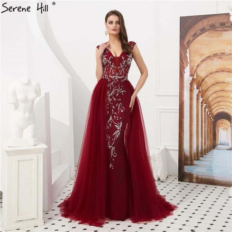 Lightweight unclassified dressesSale Dubai Wine Red Crystal Beading Evening Dresses 2024 Backless Sexy Mermaid Fromal Evening Gowns Serene Hill LA60805 Lightweight unclassified dresses