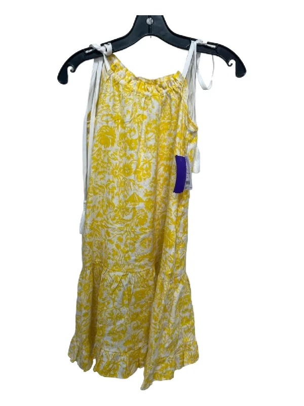 Unique unclassified dressesJoie Size XS Yellow & White Cotton Sleeveless Ribbon Tie Tassel Shift Dress Unique unclassified dresses