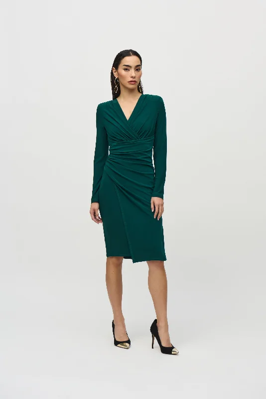 Budget-friendly unclassified dressesJOSEPH RIBKOFF Knee Length Wrap Ruched V-neck Dress Style Budget-friendly unclassified dresses