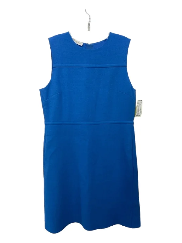 Party unclassified dressesLafayette Size 8 Blue Wool Textured Sleeveless Back Zip Round Neck Dress Party unclassified dresses