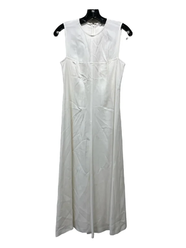 Chiffon unclassified dressesLewit Size 4 White Viscose Sleeveless Zip Back Seam Detail Dress Chiffon unclassified dresses