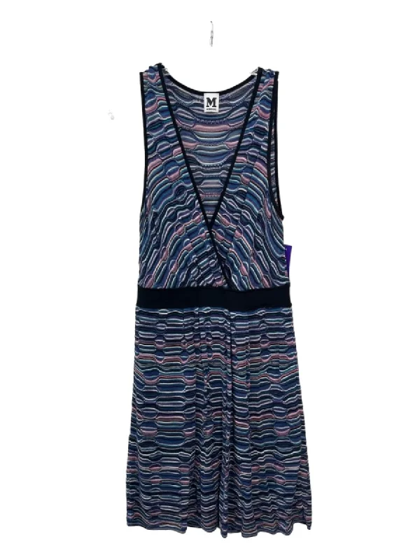 Popular unclassified dressesM Missoni Size 46 Black Blue Purple Viscose Blend Knit V Neck Sleeveless Dress Popular unclassified dresses