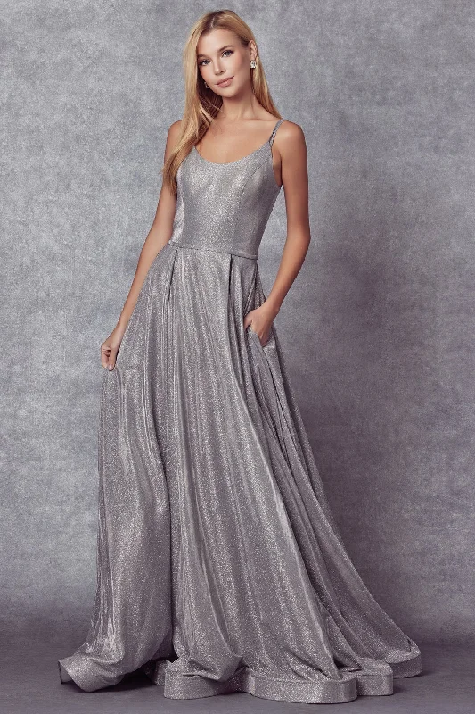 Elegant unclassified dressesMetallic Glitter A-line Gown by Juliet 206 Elegant unclassified dresses