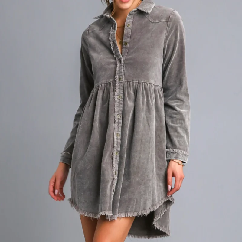 Mesh unclassified dressesMineral Wash Button Down Dress in Mushroom Mesh unclassified dresses