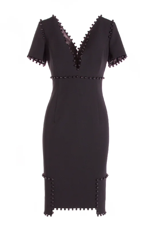 Trendy unclassified dressesV-NECK CREPE DRESS WITH PEARL EMBELLISHMENT Trendy unclassified dresses