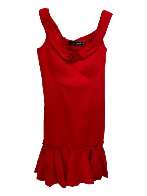 Long unclassified dressesProenza Schouler Size 4 Red Cotton Off Shoulder Ruffle Hem Sleeveless Dress Long unclassified dresses